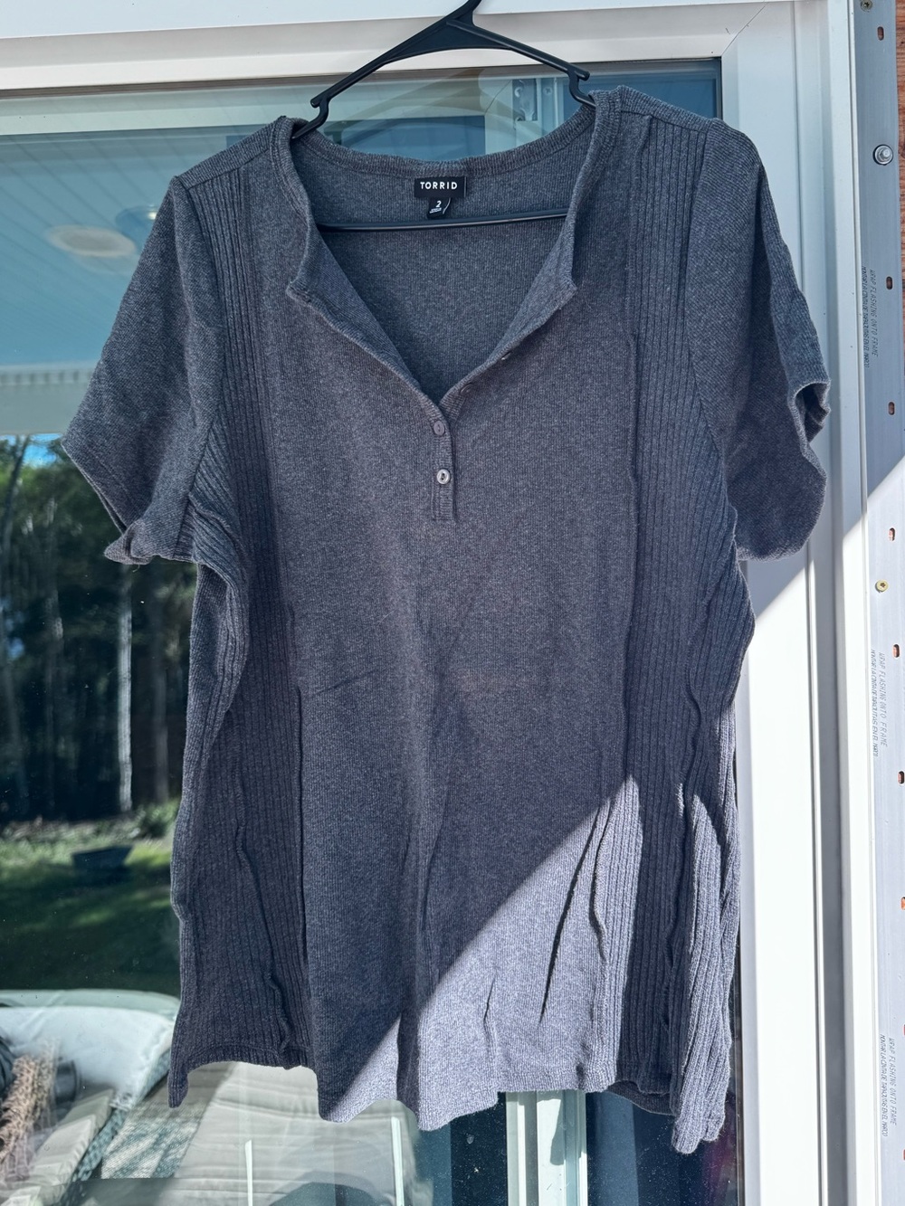 torrid charcoal gray short-sleeve henley top